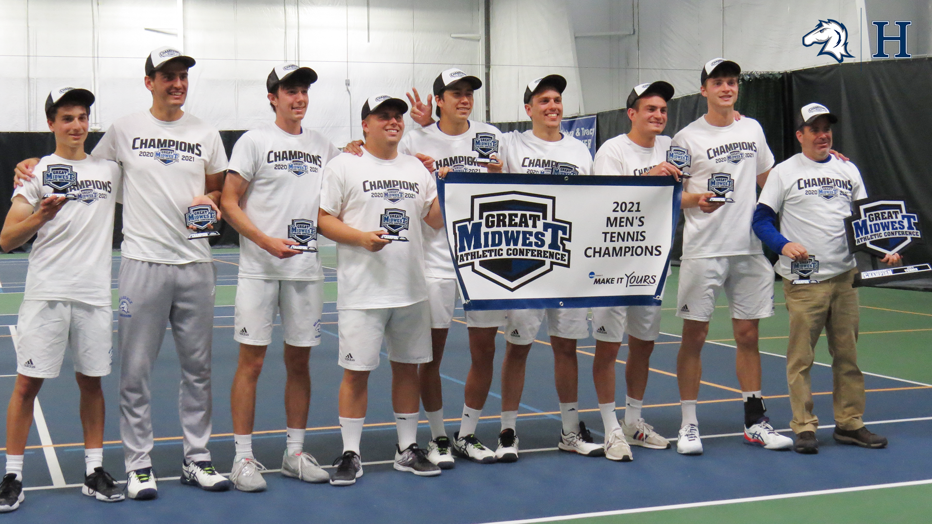 Resilient Charger men's tennis team outlasts Tiffin to complete undefeated G-MAC title run