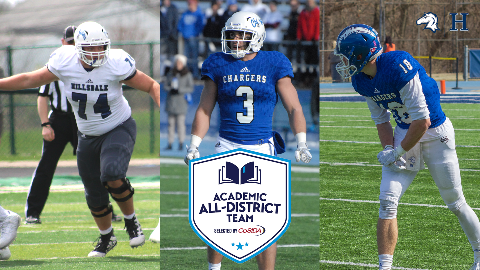 Three Charger football players earn CoSIDA Academic All-District honors