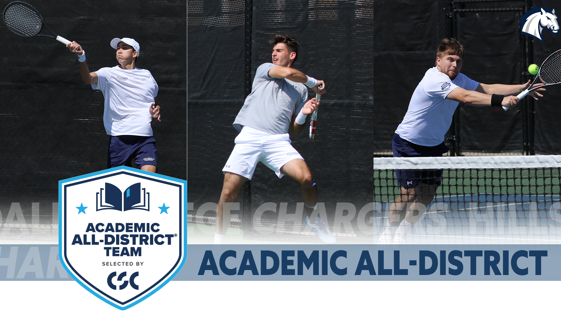 Three Chargers named to CSC Men's Tennis Academic All-District Team