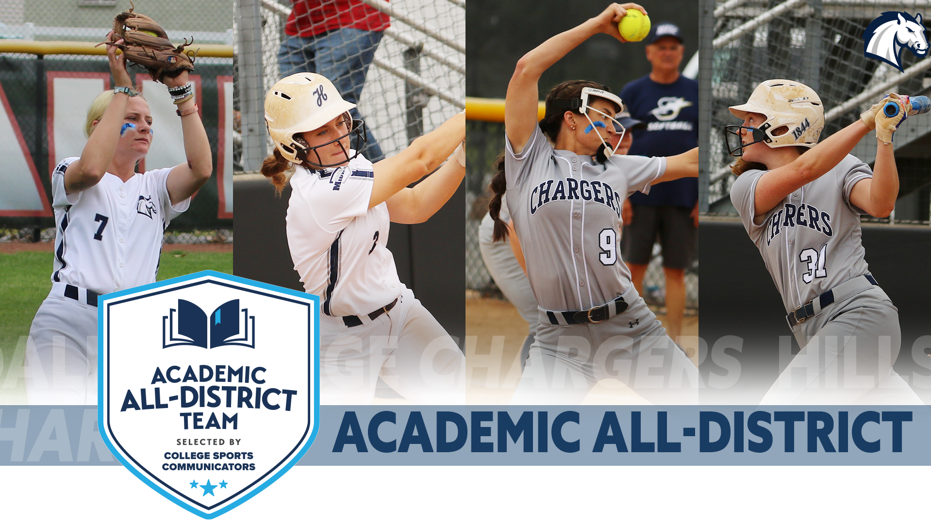 Four Chargers softball players earn CSC Academic All-District honors