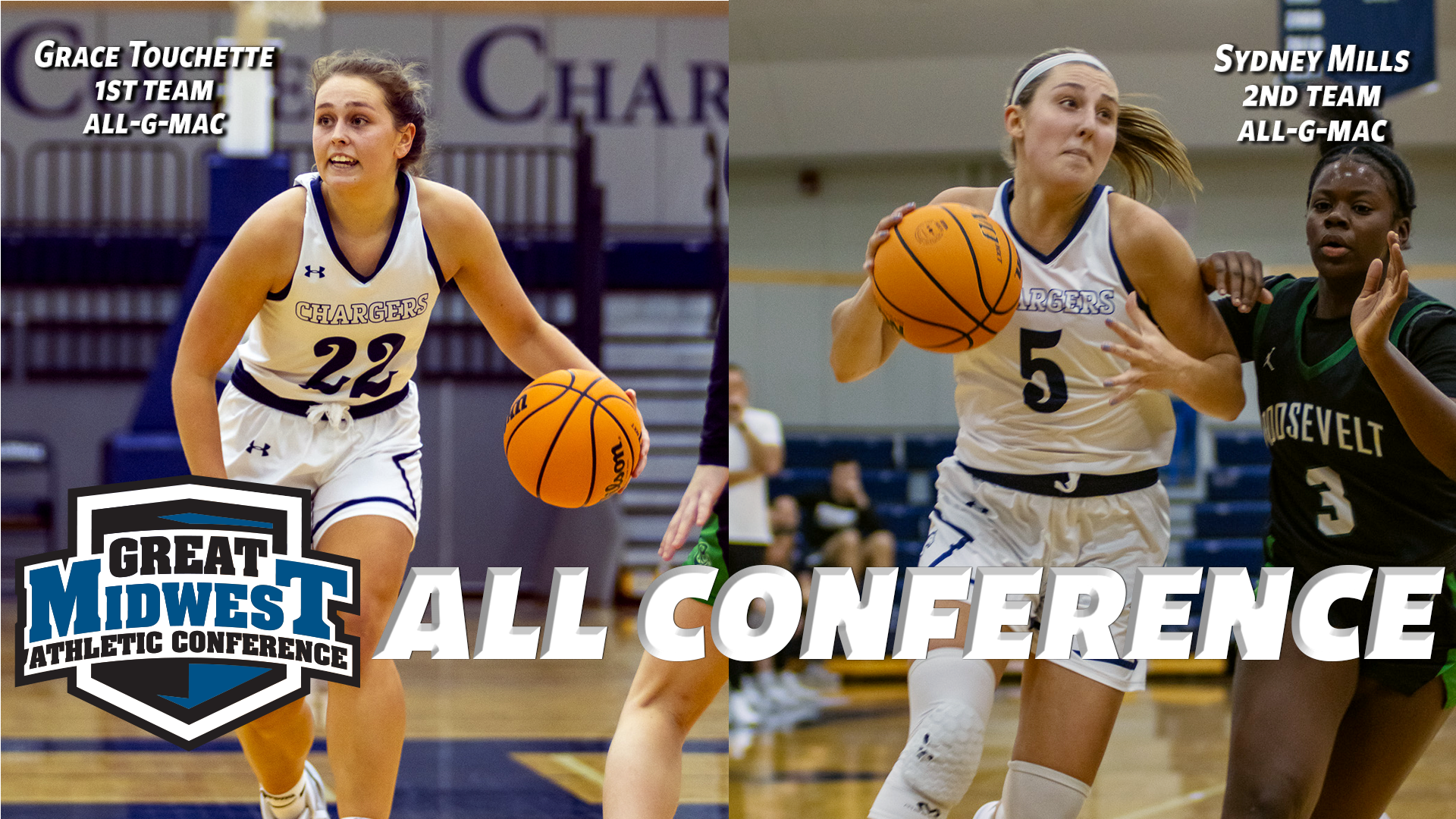 Chargers Grace Touchette, Sydney Mills earn repeat All-Conference honors from the G-MAC