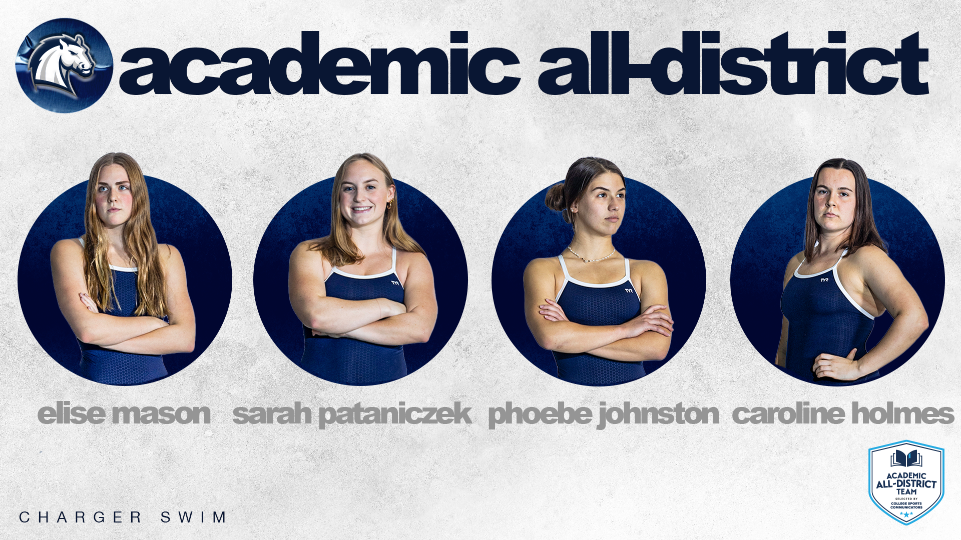 Four Chargers swimmers earn 2024 CSC Academic All-District honors